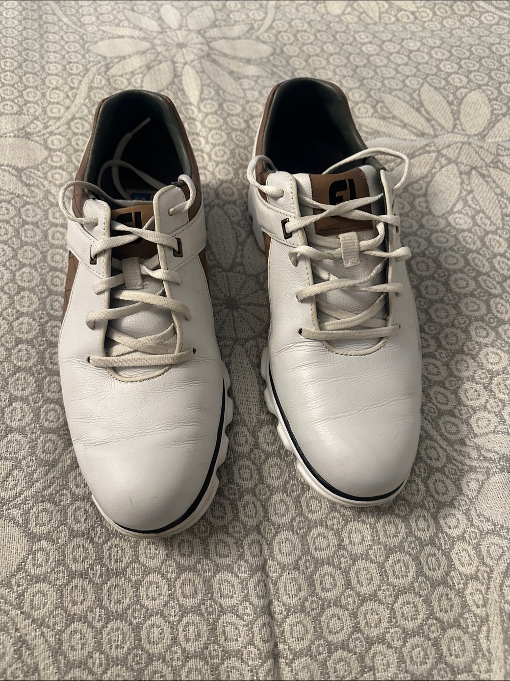 FootJoy Pro SL Classic Men’s 9.5M White Brown Leather Golf Shoes 53219